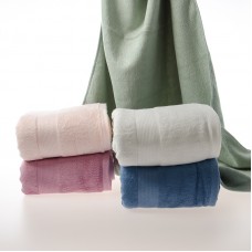 Solid Thick Soft 100% Bamboo Bath Towels with Fancy Satin Various Colors 28"x55"