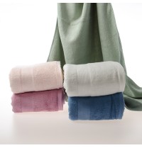 Solid Thick Soft 100% Bamboo Bath Towels with Fancy Satin Various Colors 28"x55"