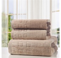 High Quality Dyed Cede Checked Towel Set (2pcs Hand Towels+1pc Bath Towel)