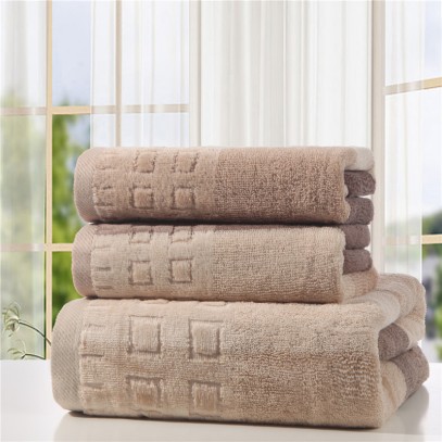 High Quality Dyed Cede Checked Towel Set (2pcs Hand Towels+1pc Bath Towel)