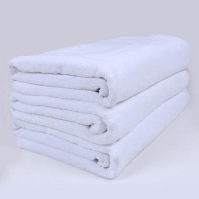 Super Large Premium Hotel Cut Pile Cotton Bath Towels 32/2S 35x71 inch White