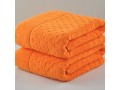 Soft Thick Cotton Dots Embossing Hotel Bath Towel 28"x59" 500G White/Orange