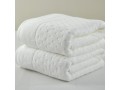 Soft Thick Cotton Dots Embossing Hotel Bath Towel 28"x59" 500G White/Orange