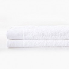 Premium Pakistan Cotton Wide Fancy Satin White Hotel Bath Towel 31.5x59 inch 