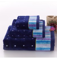 Top Grade Cotton Velvet Pile Towel Set Washcloth+Hand Towel+Bath Towel 
